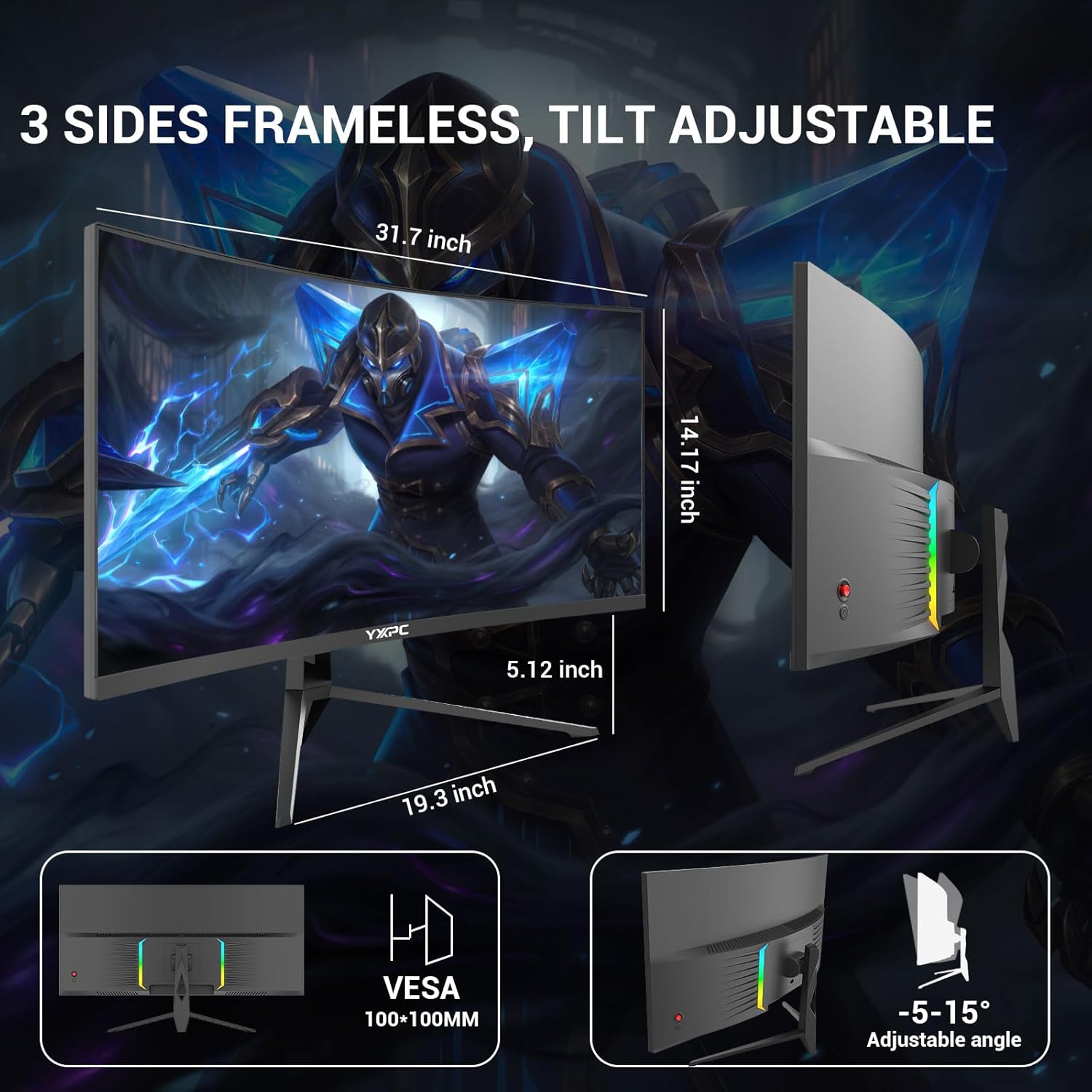 34 inch Curved Gaming Ultrawide Monitor 240hz 3440x1440,1ms(MPRT), 21:9,4000:1,1500R ,HDR, 300nits, sRGB 99%,Blue Light Filter, HDMI 2.0×2,DP 1.4×2，Lifting base, supports wall mounting（100*100mm）