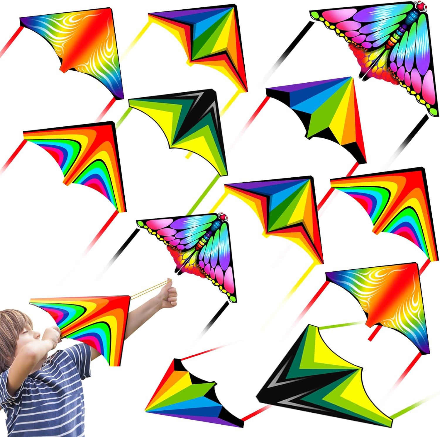 6 Pcs Mini Kites for Kids Ages 3-5 4-8 8-12, Finger Launcher Kites Easy to Fly on Beach|Park|Plaza|Garden|Backyard, Great for Easter Basket Suffers Birthday