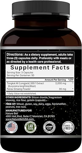 Miniatura 9 de Paquete de 2 unidades de Tongkat Ali 2001 como extracto de gato largo Eurycoma Longifolia 1000 mg por porción 120 cápsulas apoya la energía la