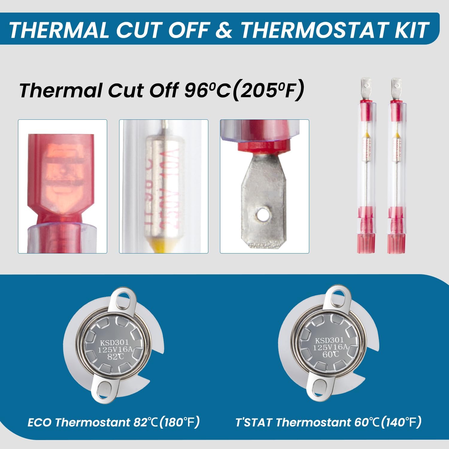 RV Water Heater Replacement Parts Including 91365 Circuit Board, 91447 Thermal Cut Off & Thermostat kit, 93868 Spark Probe Compatible with Dometic & Atwood GCH6A-10E, GC6AA-10E, GC10A-4E, GCH10A-4E