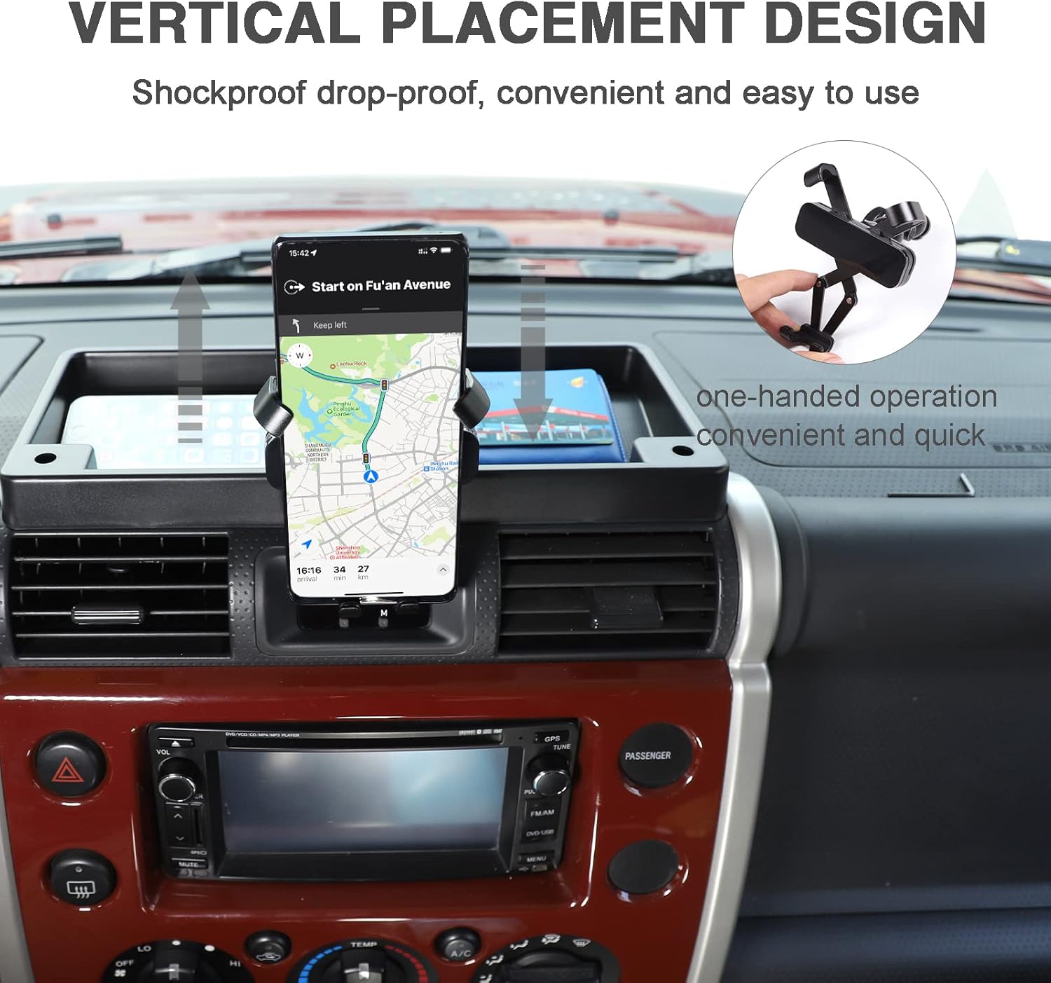 LLKUANG Car Center Console Dash Table Storage Tray Fit for Toyota FJ Cruiser 2007-2021 Black Instrument Organizer Phone Holder Cradle Accessories