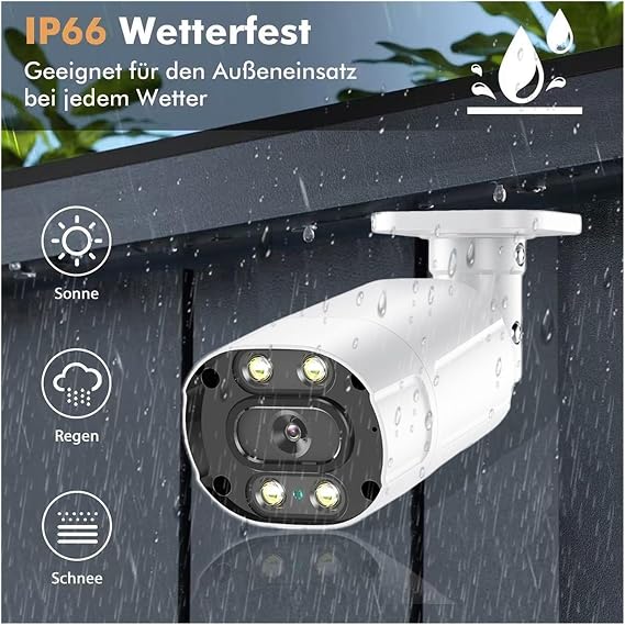 4K 5MP POE NVR Security Camera System 8CH Kit Outdoor IP Bullet CCTV Video Surveillance For Home & Business Motion Detection(2T,8CH NVR 4pcs camera)