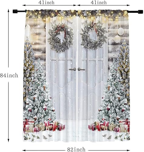 Miniatura 5 de Cortina de ventana de tienda de Navidad para dormitorio, copo de nieve de invierno, diseño de árboles de Navidad, regalo de guardería, cortina de