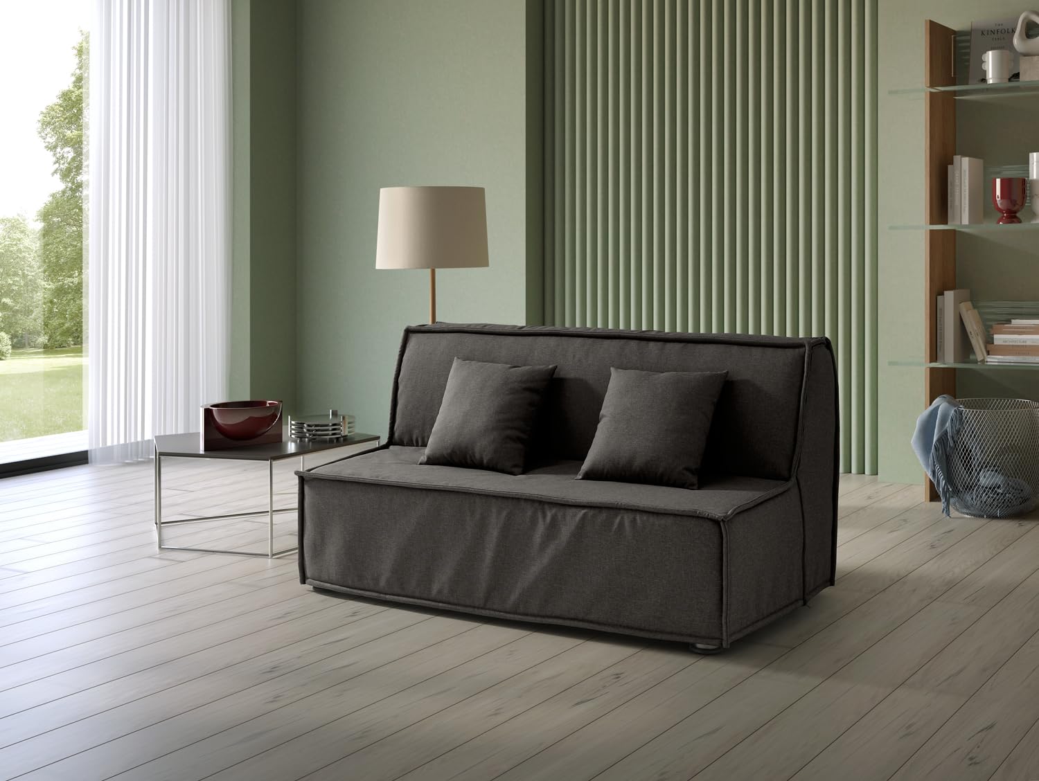 EVERGREENWEB Divano Letto 3 Posti con Materasso Matrimoniale 160x190 Ortopedico Prontoletto RICHIUDIBILE con Rivestimento SFODERABILE e Lavabile, Coppia Cuscini SUPERSOFT Abbinati, Grigio Scuro, ELLEN