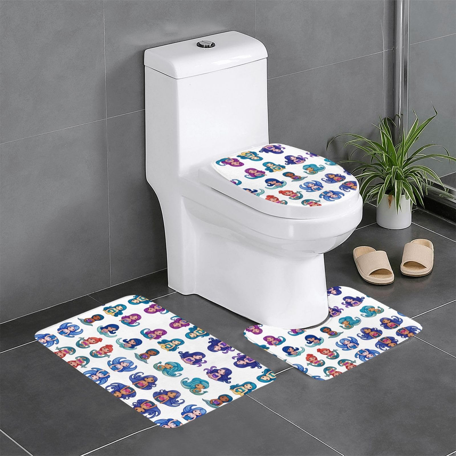 Tapis de bain séchage rapide et antidérapant avec motif sirène pour sol sécurisé