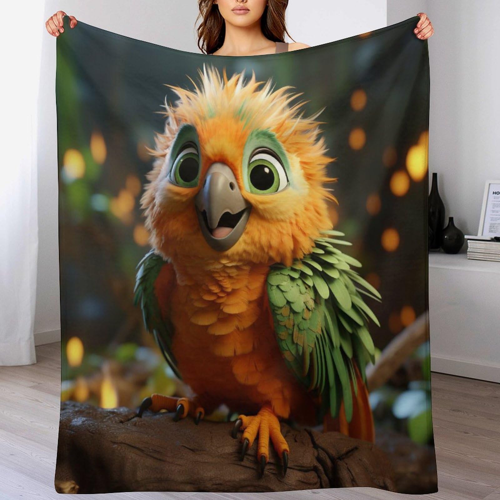 Couverture oiseau mignon, le cadeau idéal en flanelle douce pour lit