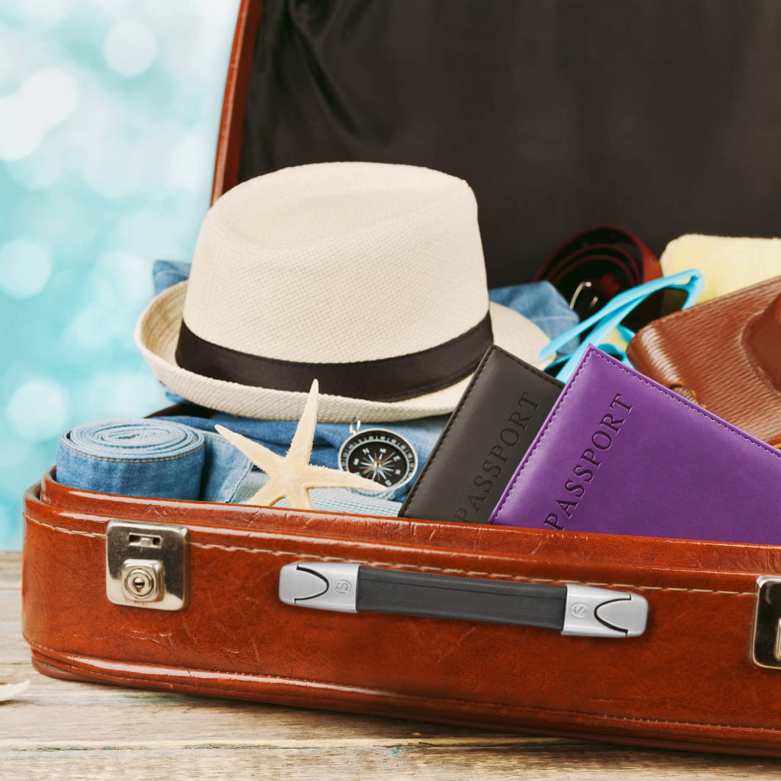 6 Pièces Poignées Tiroir Cuir 128mm Poignée De Valise Vintage Poignée Pour Meuble Armoire Avec Vis Marron 92345407