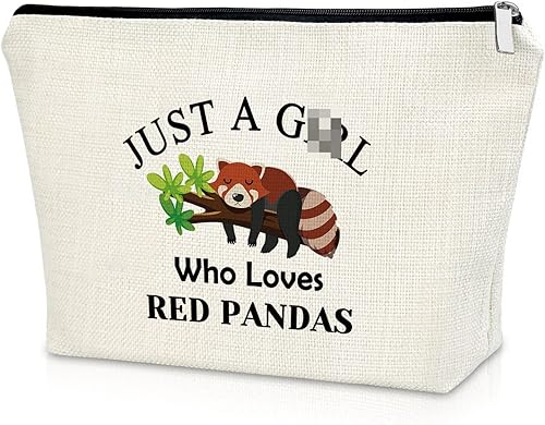 Sazuwu Regalos para amantes de los animales, bolsa de maquillaje para mujer, Solo una chica que ama a los pandas rojos
