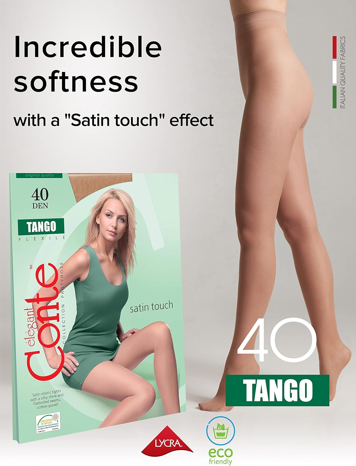 Conte Tights Sheer to Waist Pantyhose with Satin Silky Touch Effect, Tango 40 Den - Image 2
