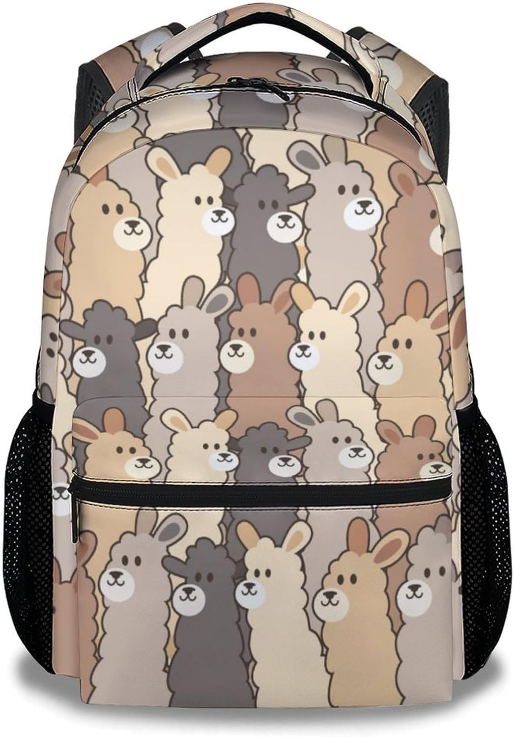 Custom Llama Backpack for Kids, 16 Inch Pink Backpacks for School, Cute Lightweight Bookbag for Girls