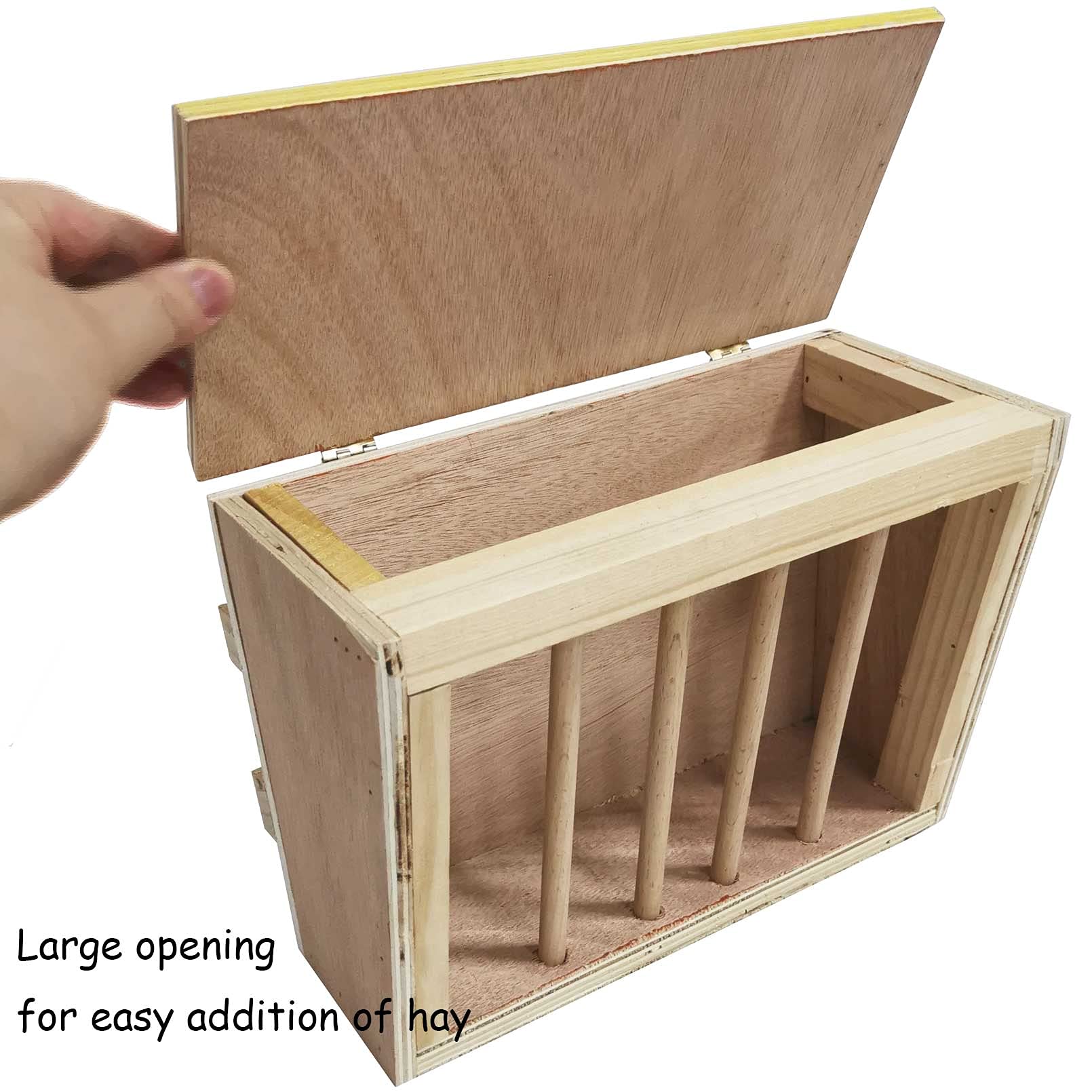 kathson Rabbit Hay Feeder Rack Wooden Food Feeding Manger Bunny Grass Holder Small Animals Less Wasted Food Dispenser for Rabbits Guinea Pig Chinchilla Hamster - image 2