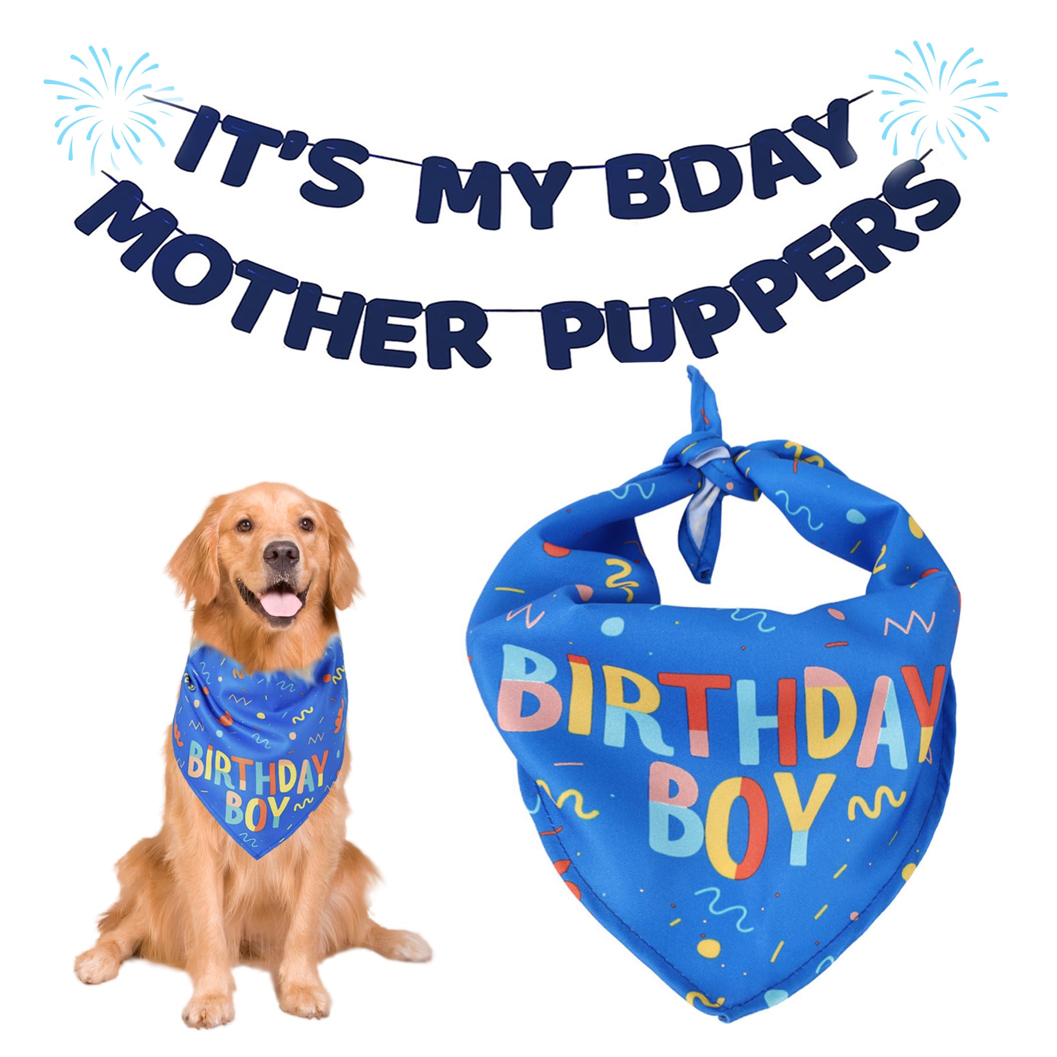 Muiltvoe Dog Birthday Bandana, Dog Birthday Bandana Set, Triangle Scarf Triangle, Happy Birthday Banner, Dog Scarfs Bandanas for Medium Large Dogs Pets Birthday Party Supplies (Pink, Birthday Girl)