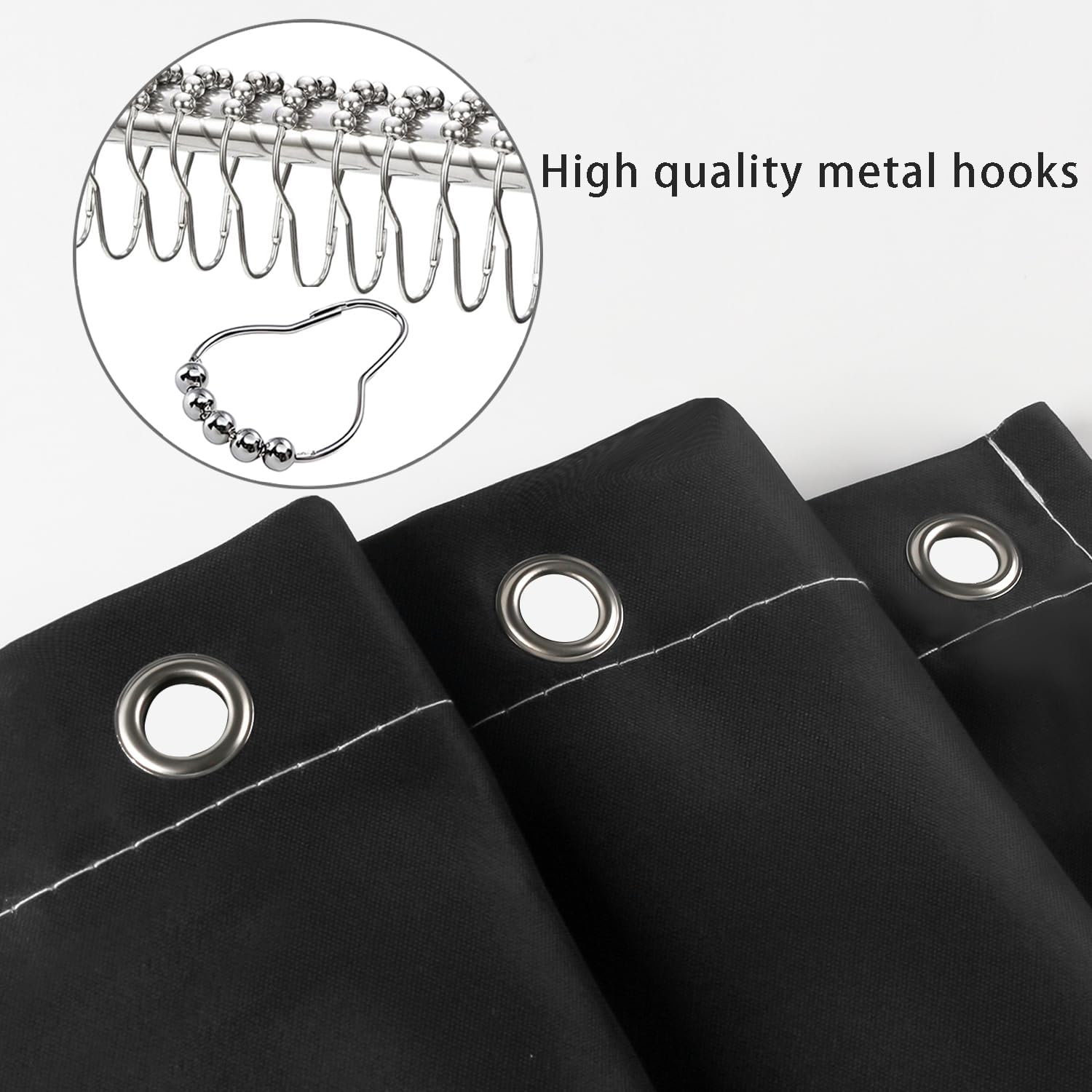 Funny Quotes Shower Curtains, Cool Bathroom Rules Shower Curtain, Fun 72 x 84 Inch Black and White Fable Motto Waterproof Shower Curtains with Metal Hooks for Bathroom Decor
