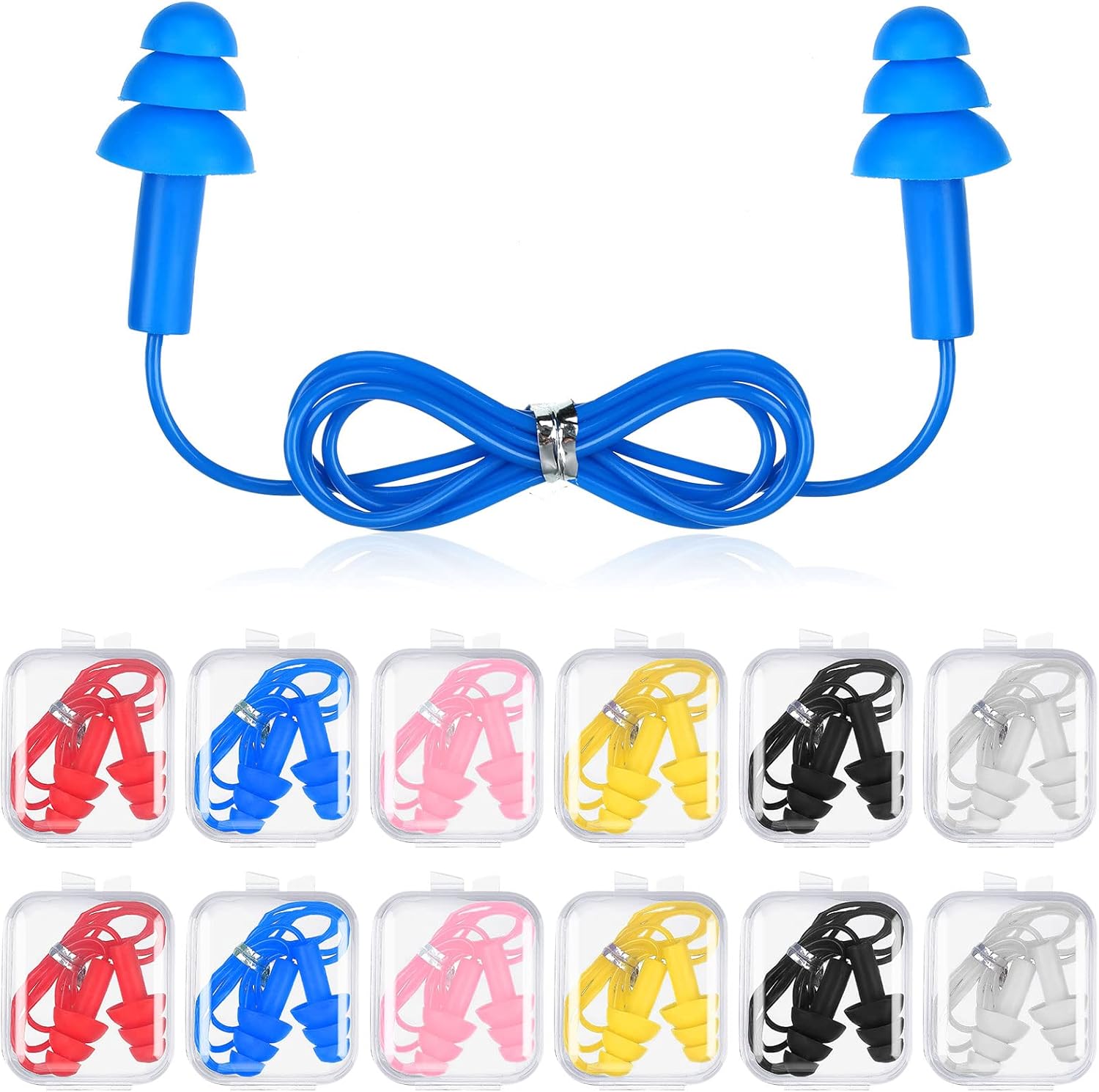 12 Pairs Silicone Earplugs Waterproof Corded String Ear Plugs, Noise