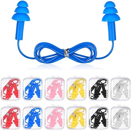 20 Pairs Corded Ear Plugs Reusable Silicone Earplugs with String Banded ...