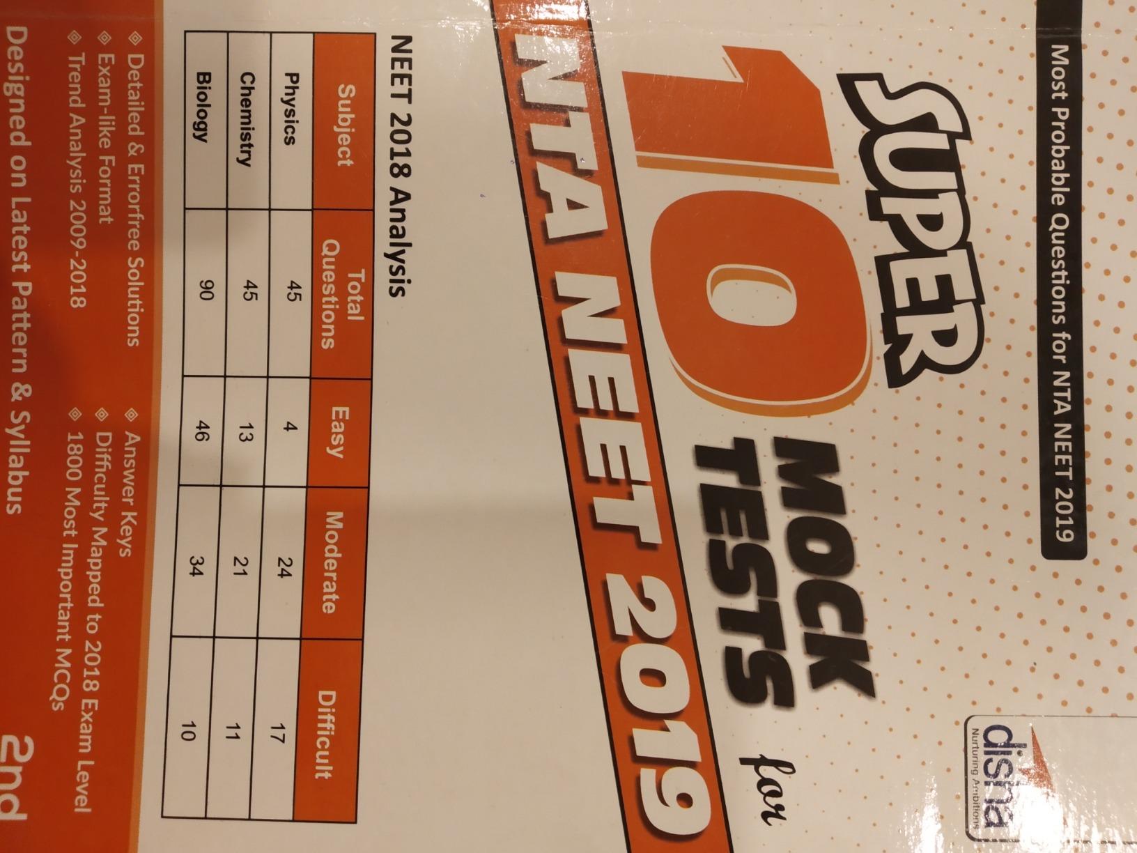 Super 10 Mock Tests for NTA NEET 2019 - 2nd Edition eBook : Disha ...