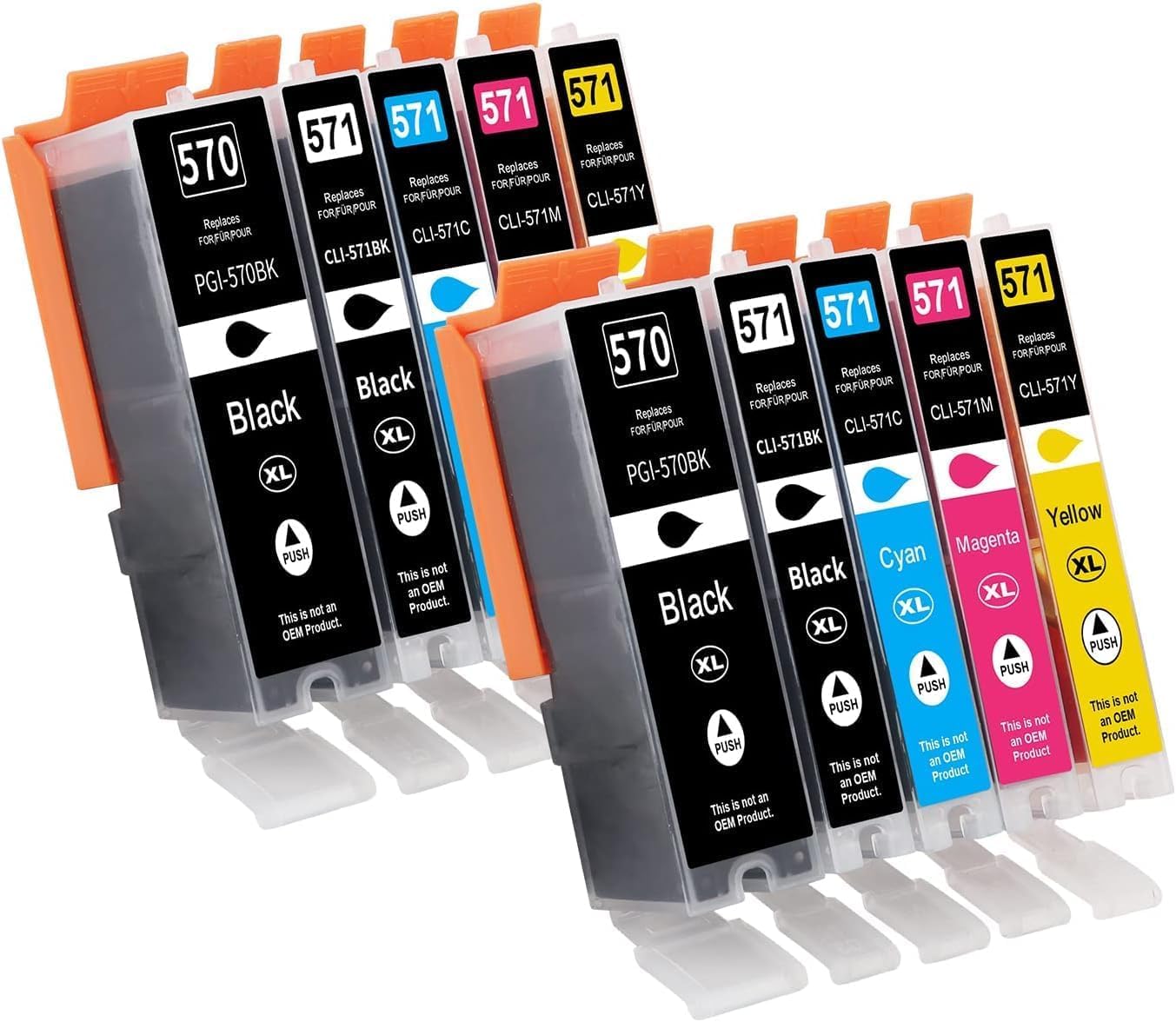 Tinnee PGI-570 XL CLI-571 XL Druckerpatronen Kompatible für Canon PGI 570 Canon CLI 571 Patronen für Canon Pixma TS5050 MG5750 TS5055 TS6051 MG6850 MG6851 MG6852 TS5053 TS6050 TS5051 MG5753 MG6853