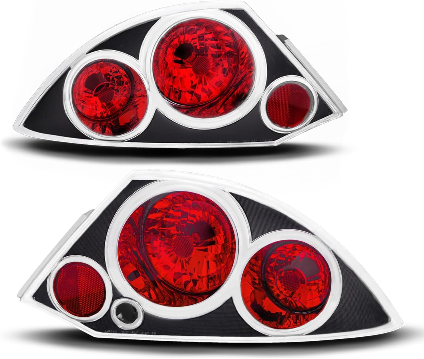 AmeriLite Black Replacement Brake Taillights Set For 2000-2005 Mitsubishi Eclipse - Passenger and Driver Side