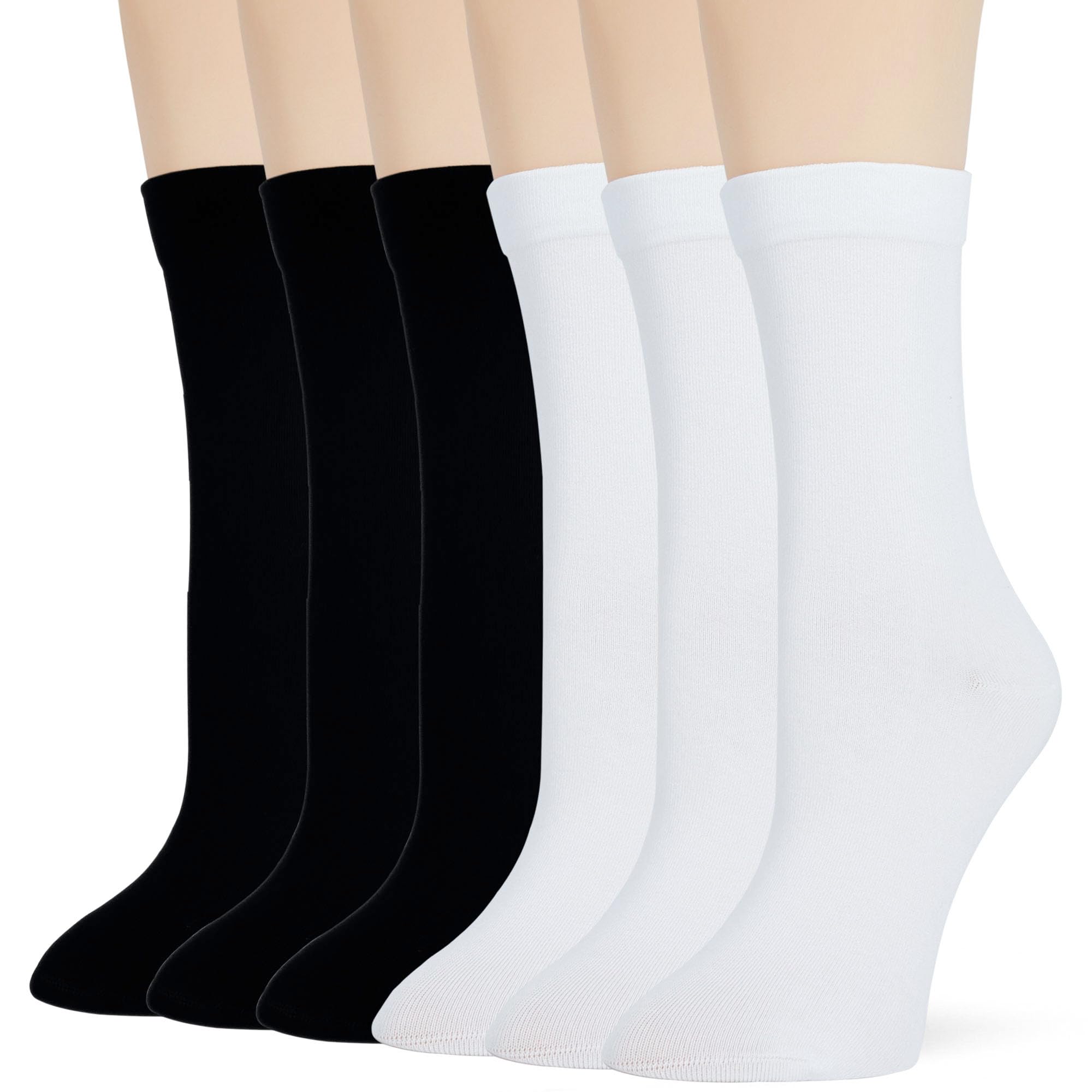 Thin Crew Socks for Women, Ladies Soft Cotton High Calf Boot Sock