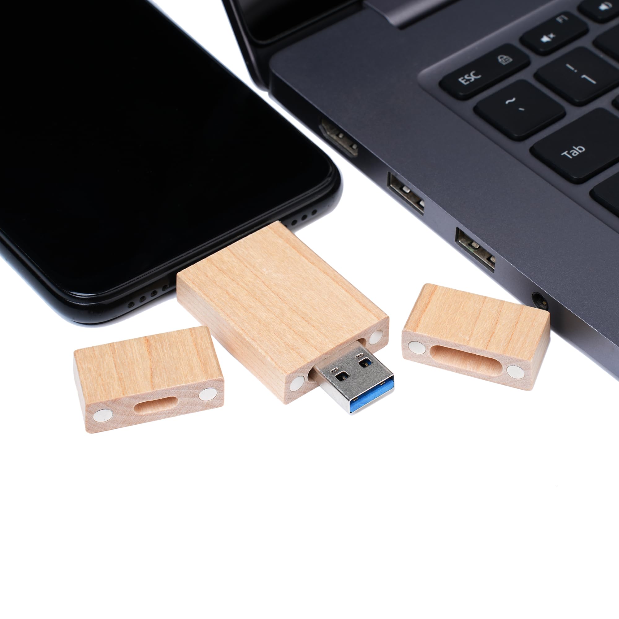 Chiavetta USB C da 32 GB, chiavetta USB 3.0 ad alta velocità, tipo C, doppia OTG, in legno d'acero, per TV, auto, smartphone, PC, laptop