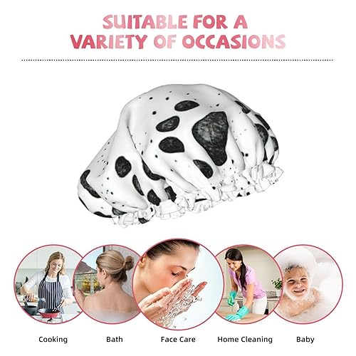 Miniatura 9 de WURTON Gorro de ducha con estampado de patas de perro, suave, reutilizable, doble capa impermeable, gorro de baño para mujer, transpirable,