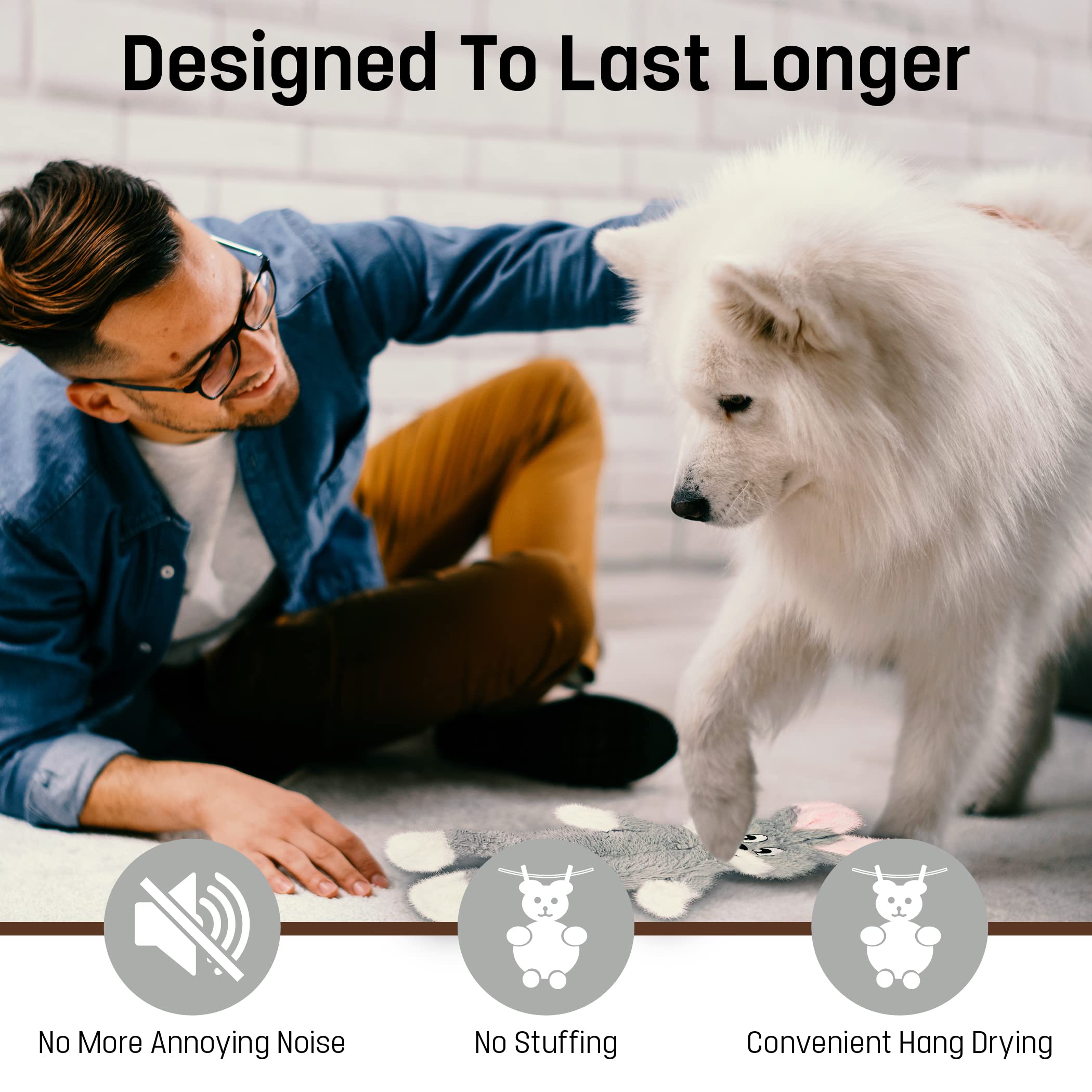 FGA MARKETPLACE Plüsch-Hundespielzeug, ohne Füllung, kein Quietschen, lustiger Stil, wird dein Haustier stundenlang unterhalten, empfohlen für kleine und mittelgroße Hunde, 53,3 cm lang, 7 Stück