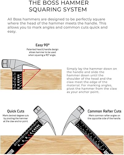 Miniatura 6 de Boss Hammer Martillo de titanio Ti64 de grado de construcción con mango de fibra de vidrio resistente que absorbe los golpes, 14 onzas, agarre