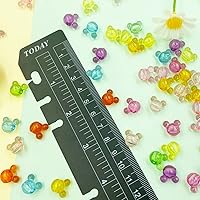 Vista 3 de Cuentas acrílicas, 150 cuentas de cabeza de ratón, color caramelo, agujero grande, colgantes de cuentas pastel surtidas, cuentas de plástico pastel