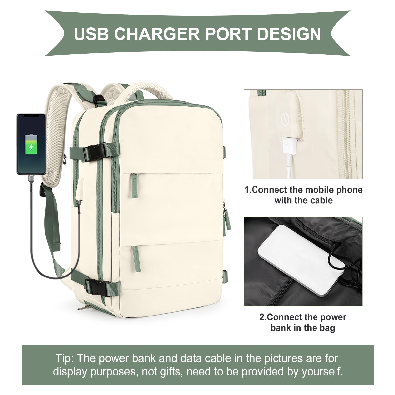 SZLX Zaino da viaggio grande da donna da viaggio zaino da escursionismo sportivo da esterno impermeabile zaino da scuola casual laptop da 14 pollici con porta di ricarica USB scomparto per scarpe