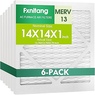 (6 Pack) 14x14x1 Air Filter, MERV 13 MPR 1900 & FPR 10, Pleated Air Filter (Actual Size: 13.75"x13.75"x0.75")