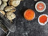 Deluxe Caviar Tasting Set – Salmon, Whitefish & Rainbow Trout Roe (Regular & Smoked) with French Blinis, Crème Fraîche & Mother-of-Pearl Spoons
