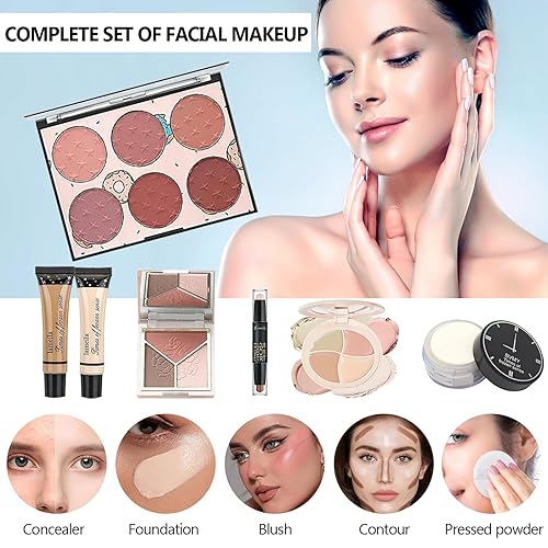 Miniatura 3 de Kit completo de maquillaje de 39 piezas todo en uno para mujeres, juego de regalo de maquillaje para principiantes y adolescentes, juego de