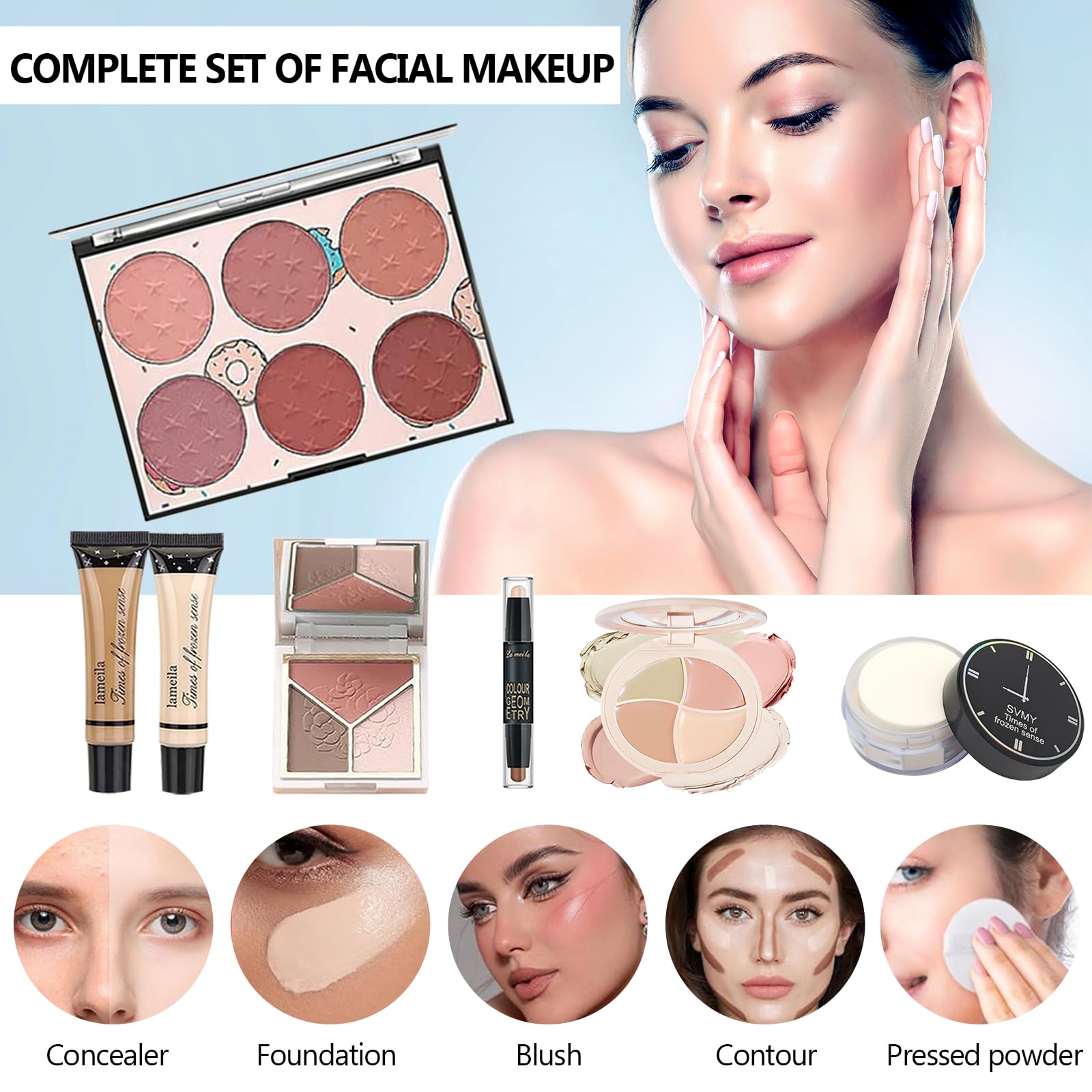 37 Pcs All in One Makeup Kit, Make up Set, Multifunktions Kosmetik Schmink Kit Frauen, enthält 15 Farben Lidschatten Palette, Make-up-Pinsel, Lippenstift, Makeup Schwamm