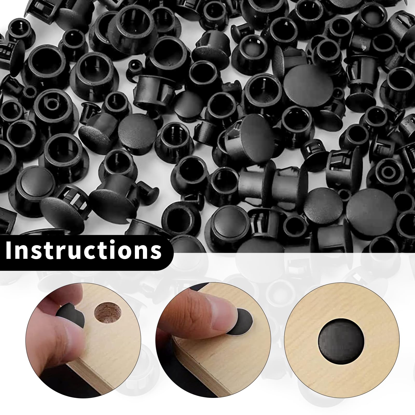 8mm - Premium Afdekdopjes voor Boorgaten / Ronde Afdichtdop - Zwart RAL 9005