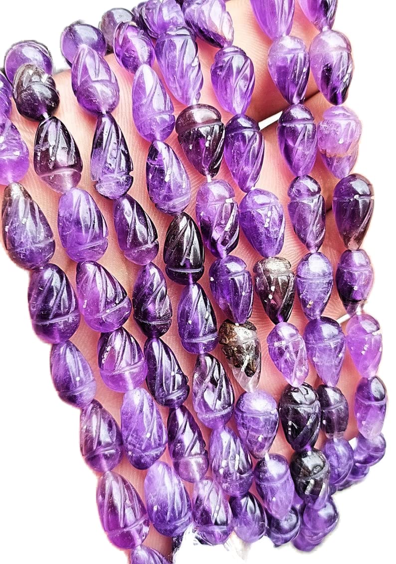 LKBEADS 8 inch strand of gem african amethyst 8-10mm drop faceted beads for diy jewelry making. african amethyst beads strand
