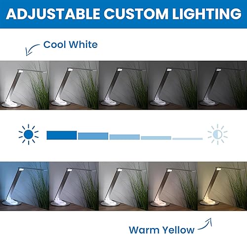 Miniatura 7 de Mount-It! Lámpara de escritorio LED con cargador inalámbrico y puerto de carga USB-C, lámpara de escritorio regulable con 25 modos de brillo y