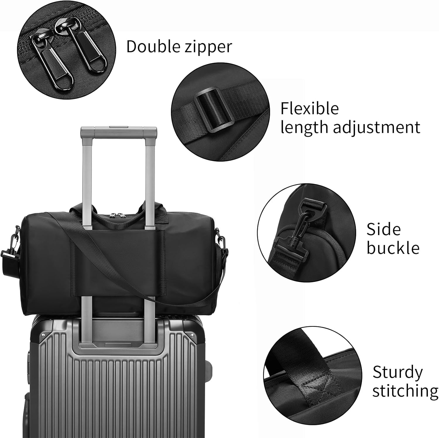 Gym Bags for Men, Small Duffle Bag for Travel, Waterproof Overnight Bag with Shoe Compartment, Cordura Sports Bag for Fitness/Short Trip - Image 5