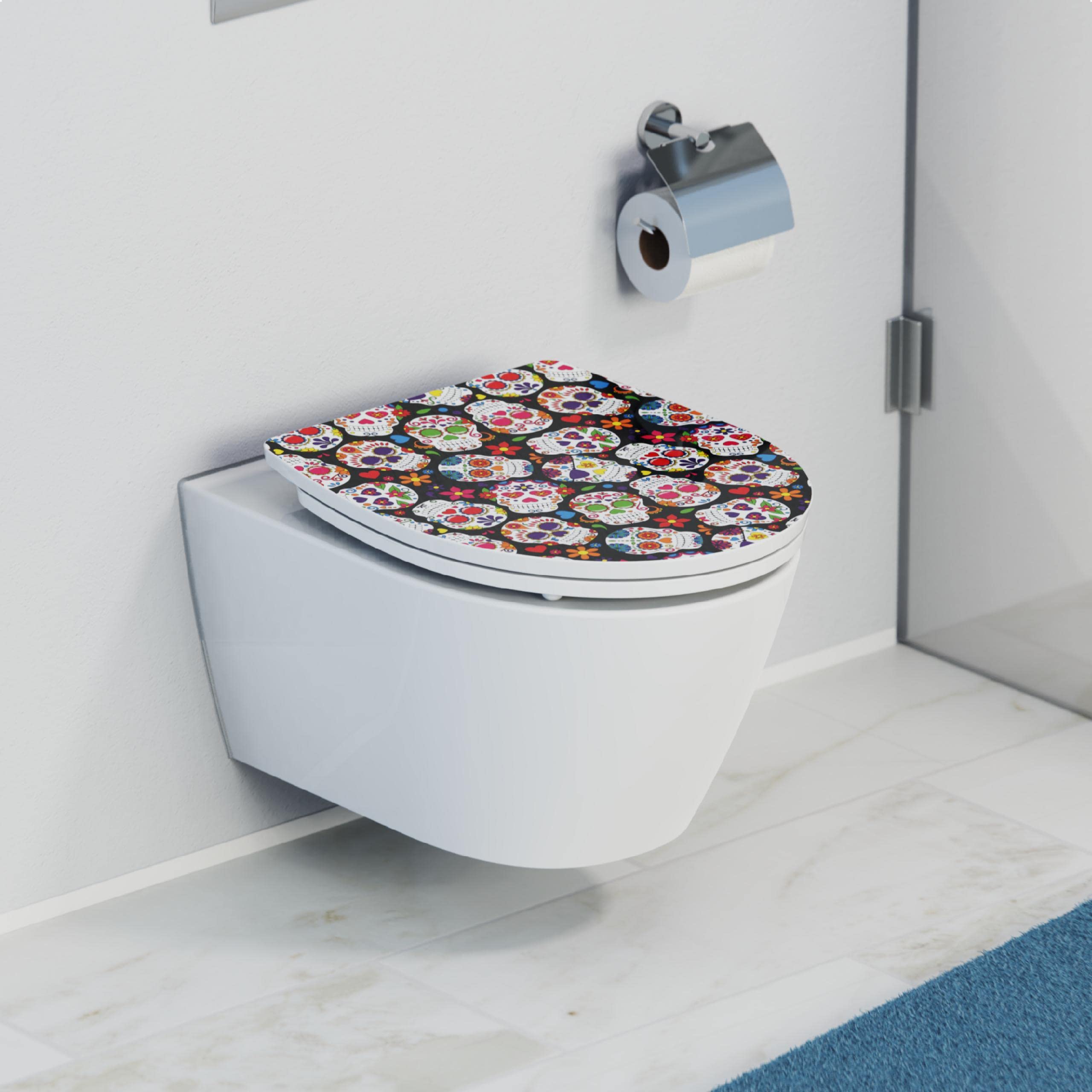 SCHÜTTE RELAXING FROG 82581 Toiletbril, Duroplast HG, hoogglanzende toiletbril met automatische sluiting, snelsluiting voor eenvoudige reiniging, max. belasting van de toiletbril 150 kg, motief Kikker