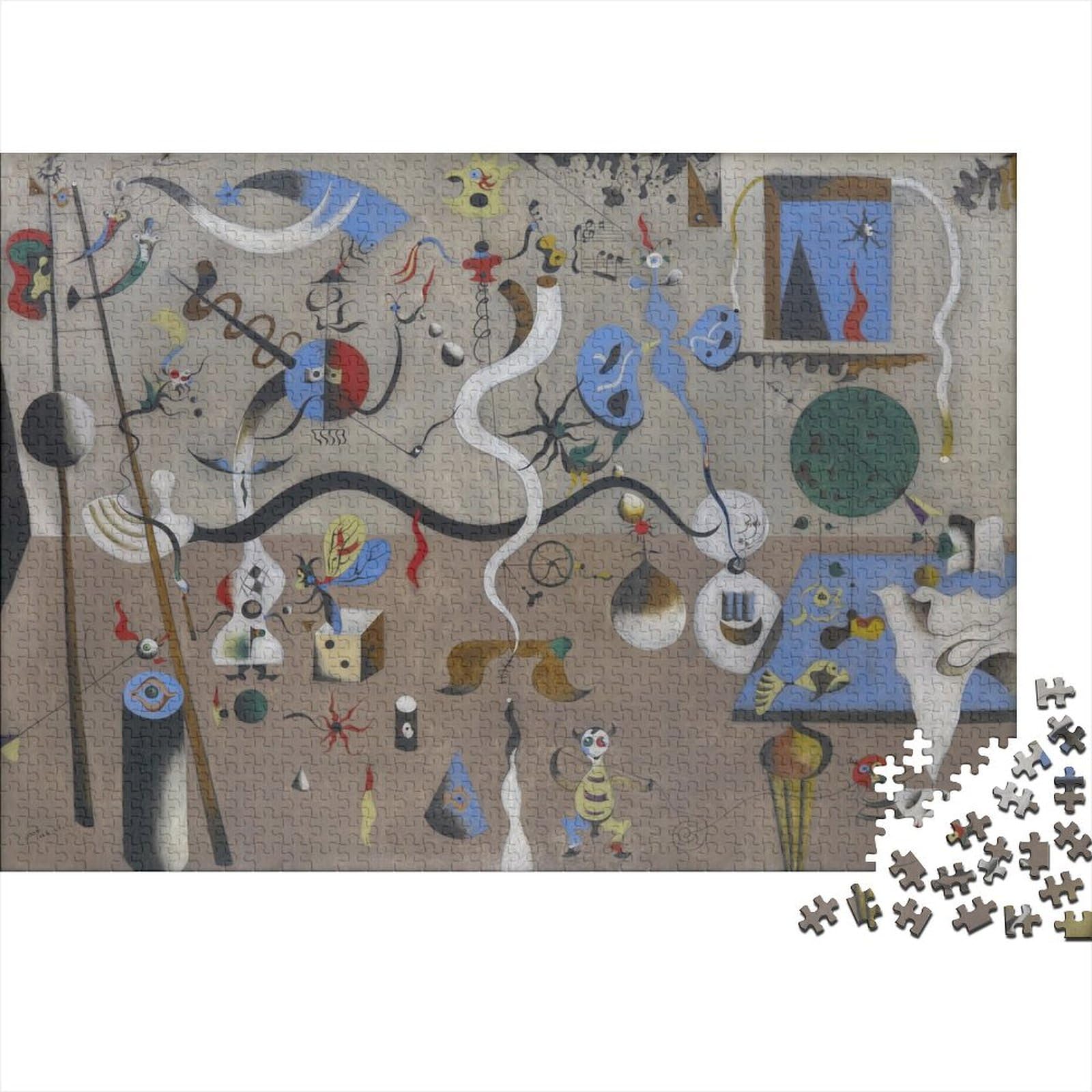 Joan Miro Oil Painting Wooden Puzzle Museum Jigsaw Puzzles For Adults 1000 Piece, Fine Art Puzzle Jigsaws Game Toys Brain Teaser Game Jigsaw Puzzles 1000 Pcs