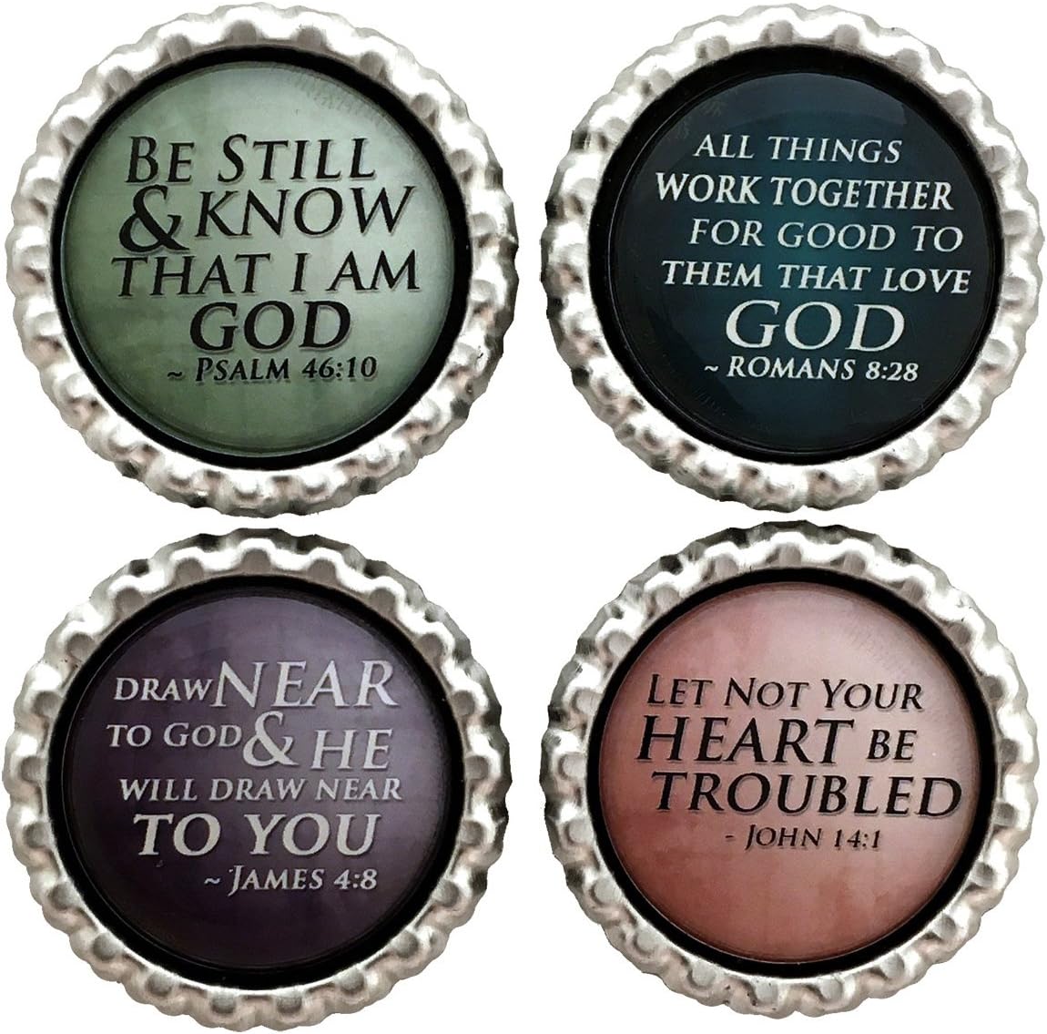Bible Verses - Fridge Magnets - Set of 4 - Rustic Design