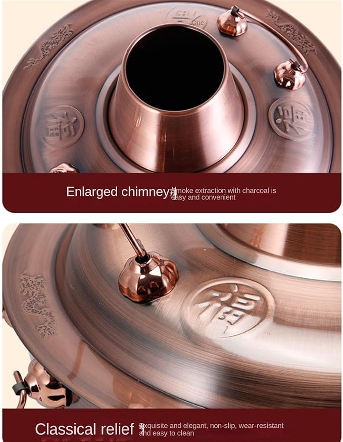 Olla Hot Pot de Acero Inoxidable para Carbón, Estilo Beijing, 32 cm miniatura 6
