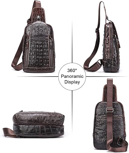 Miniatura 2 de QAZWSXE Bolso cruzado de cuero para hombre, bolso bandolera de hombro, bolsas casuales para el pecho, para viajes, senderismo, mochilas, 11 - café