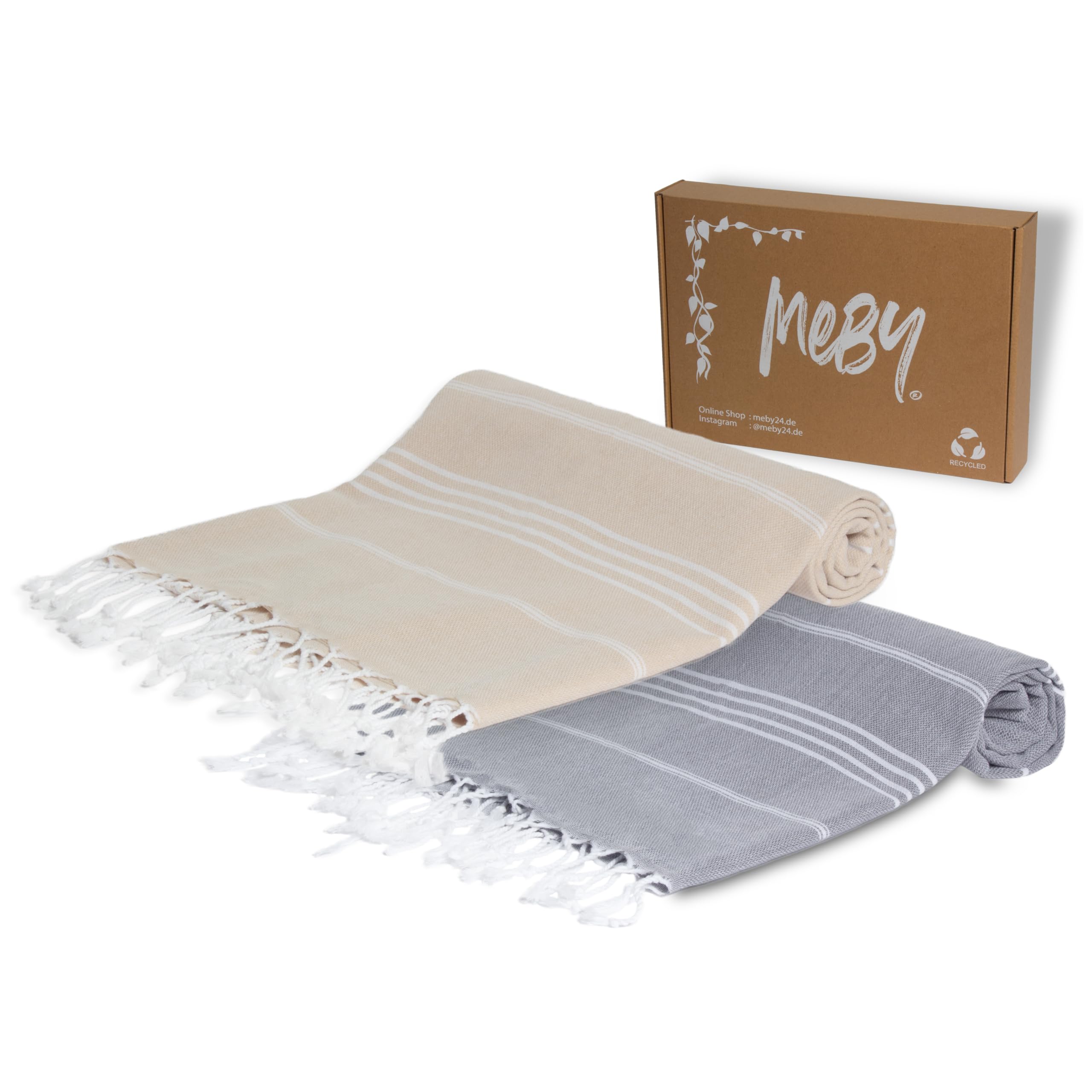 MEBY Set of 2 XXL Sauna Towels (100 x 200 cm) Beach Towel, Bath Towel, Turkish Hammam Towel - Image 3