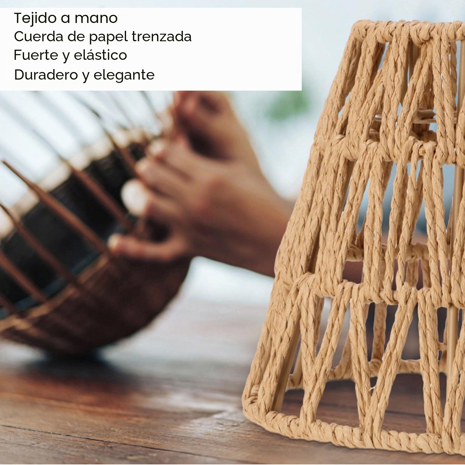 Conjunto de 3 piezas de Cubiertas para lámparas Cilíndricas Tejidas Estilo Boho para Lámparas de pie, Lámparas colgantes, Candelabros y Candelabros de pared