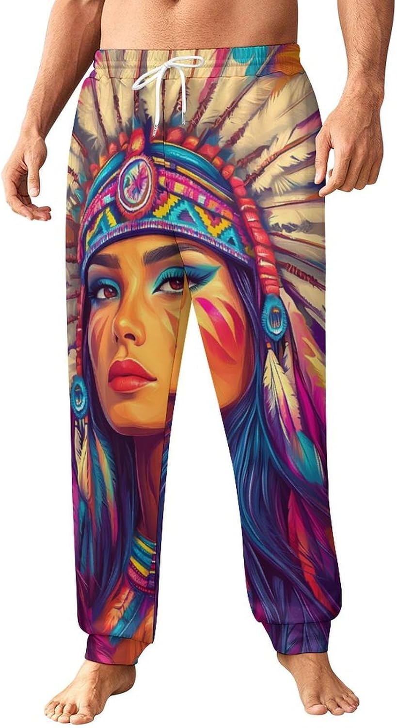 Native Am-erican Indian Woman Men's Pants Athletic Workout Sweatpants Jogger Casual Pant for Sports Home