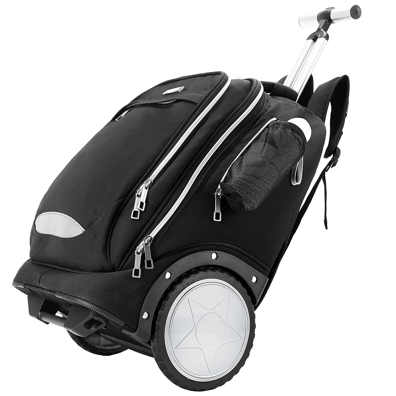 Hivexagon18 Inch Rolling Backpack with Wheels for Business and Travel Commuter (Black)