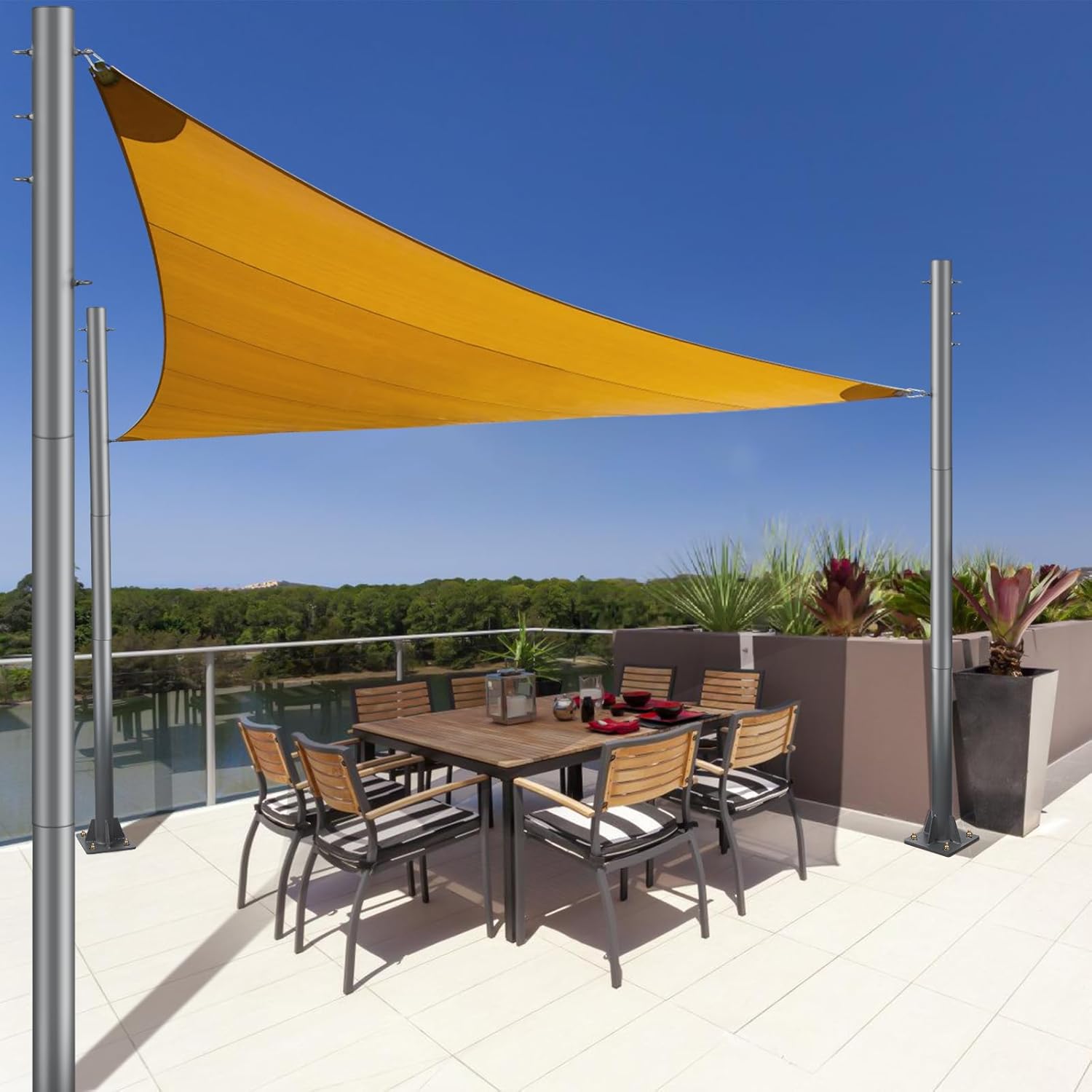 BRILLIHOOD 9Ft Sun Shade Sail Poles, 3" Diameter Outdoor Shade Cloth Pole Kit Heavy Duty Metal Posts for Sun Shade Sail, Backyard, Patio, Playground, Concrete, 1-Pack