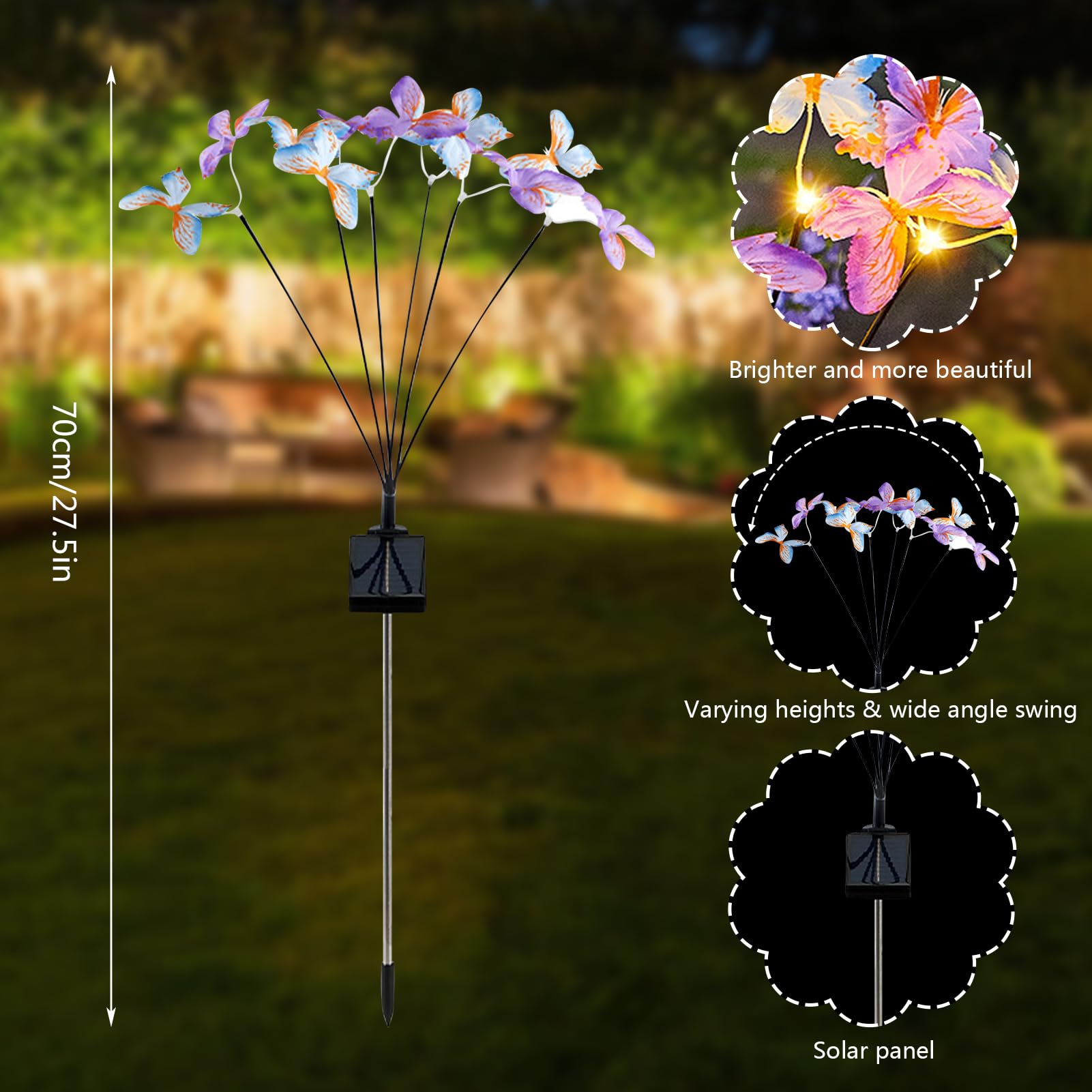 Demiawaking Solar-Schmetterlingsleuchten 2er Set – IP65 Wasserdicht, Automatisch Ein/aus, Garten-Deko