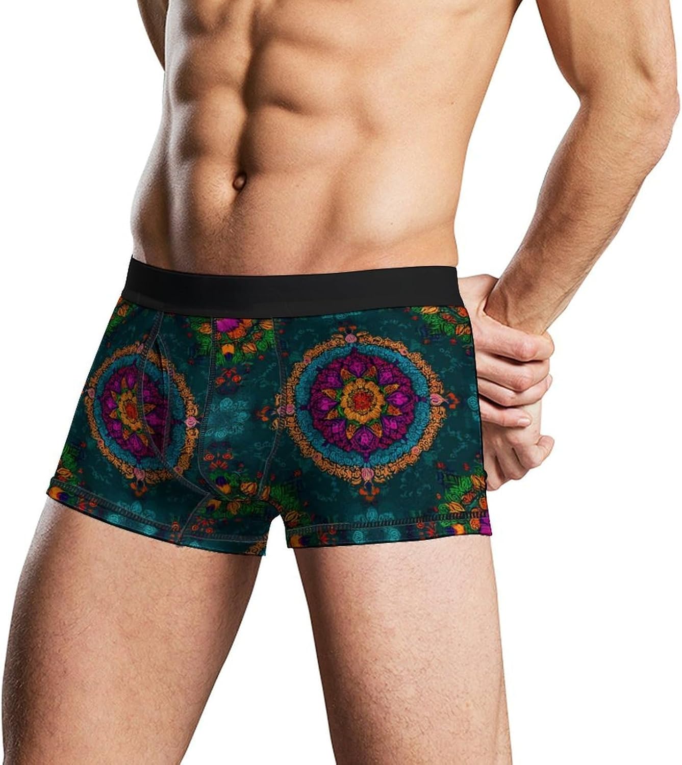 Paisley And Mandala Turquoise Pattern Novelty Men's Boxer Briefs Soft Breathable Underpants Trunks Stretch Underwear