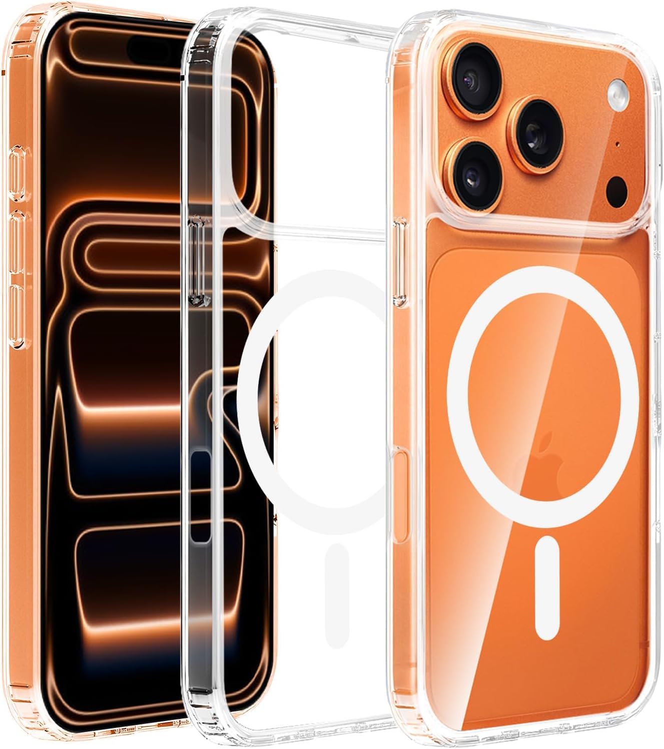 AIBEX Clear Mag-Saf Case for iPhone 17 Pro – 1,500 G Strong Magnetic Lock, Crystal-Clear Anti-Yellowing Back | Military-Grade Drop Protection | Camera Guard, Slim & Lightweight – Crystal